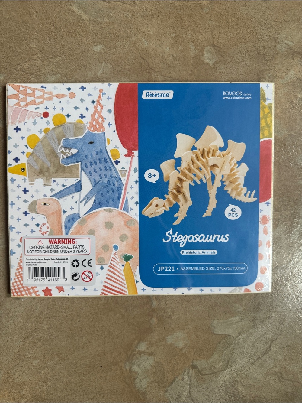 NEW Robotime Stegosaurus 3D Wooden Model to Assemble & Display - Natural Wood